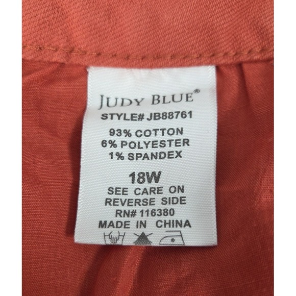JUDY BLUE Jeans 18W Garment Dyed Rust Orange Flare Bootcut Stretch Comfort - Picture 7 of 11